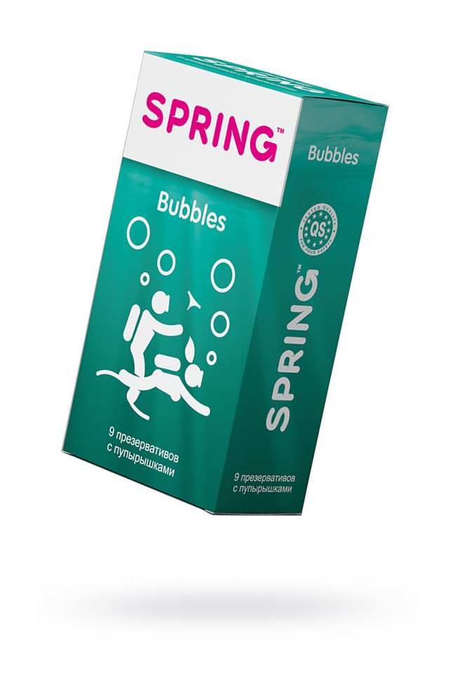 Презервативы Spring Bubbles, с точечной поверхностью, латекс, 17,5 см, 9 шт