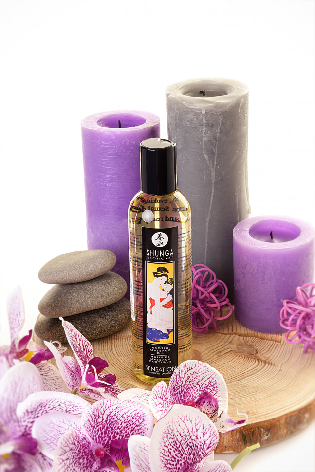 Масло массажное для тела Shunga «Чувство. Лаванда» (Sensation. Lavender), 240 мл.