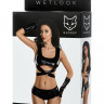 Комплект Glossy HALLE из материала Wetlook (топ, мини-шорты и перчатки), черный, XL