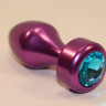 Анальная пробка металл фиолетовая с голубым стразом 7,8х2,9см 47445-1MM