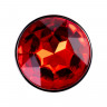 Анальная втулка Штучки-Дрючки, металл, серебряная, с красным кристаллом, 10 см, Ø 2,8 см, 75 г