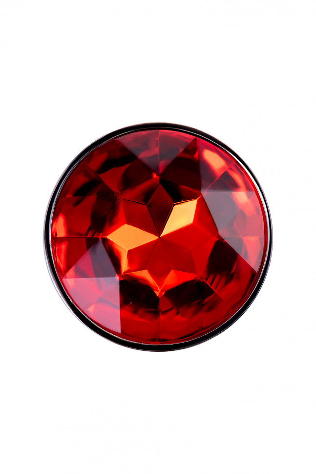 Анальная втулка Штучки-Дрючки, металл, серебряная, с красным кристаллом, 10 см, Ø 2,8 см, 75 г