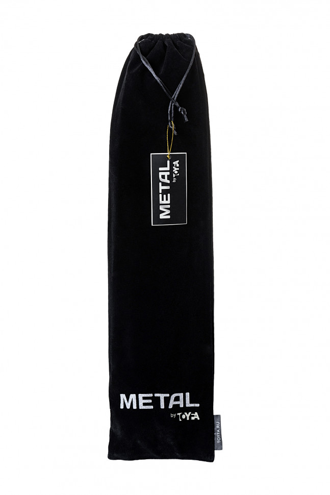 Анальная втулка Metal by TOYFA с бело-фиолетовым хвостом, металл, серебряная, 45 см, Ø 2,7 см