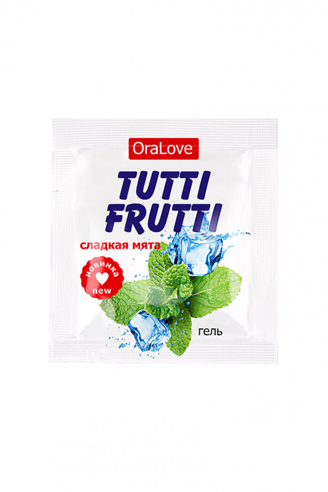 Съедобная гель-смазка TUTTI-FRUTTI для орального секса со вкусом сладкой мяты 4г по 20 шт в упаковке