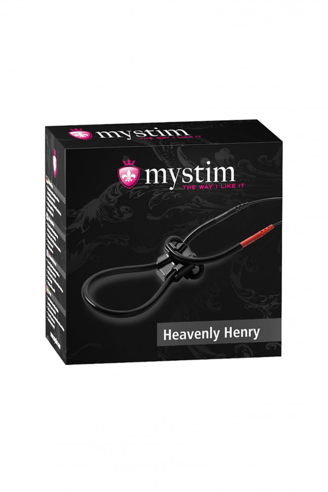 Лассо для пениса Mystim Heavenly Henry , электростимуляция, силикон, черный, 36 см