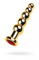 Анальная втулка Metal by TOYFA, металл, серебристая, с кристаллом цвета рубин, 9,5 см, Ø 4 см, 420 г