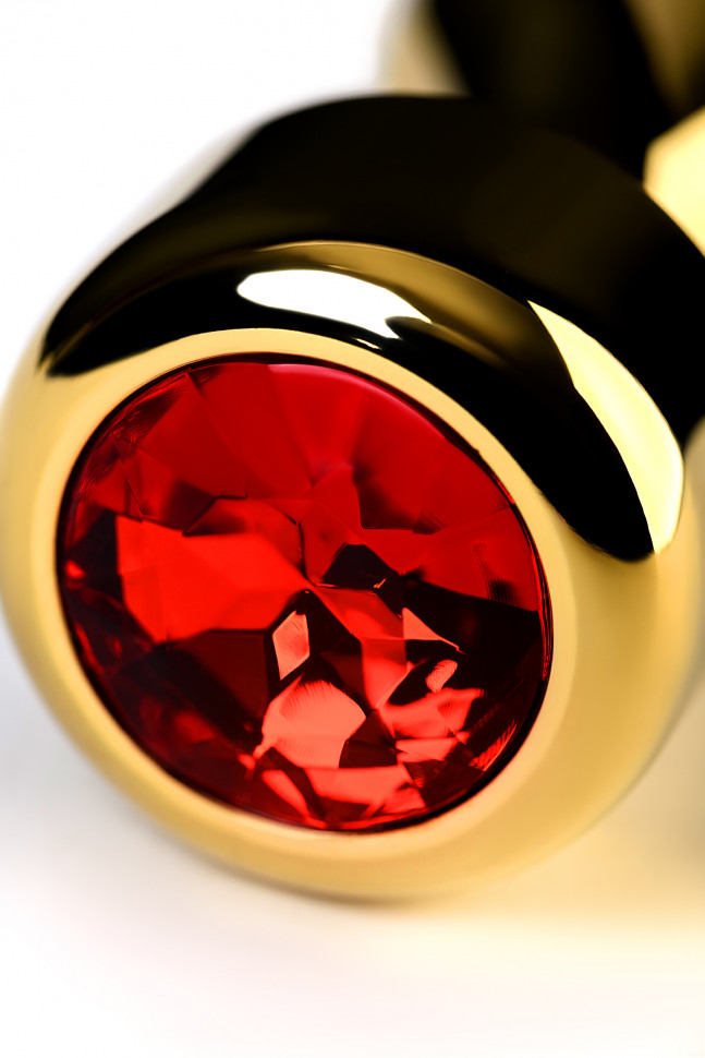 Анальная втулка Metal by TOYFA, металл, серебристая, с кристаллом цвета рубин, 9,5 см, Ø 4 см, 420 г
