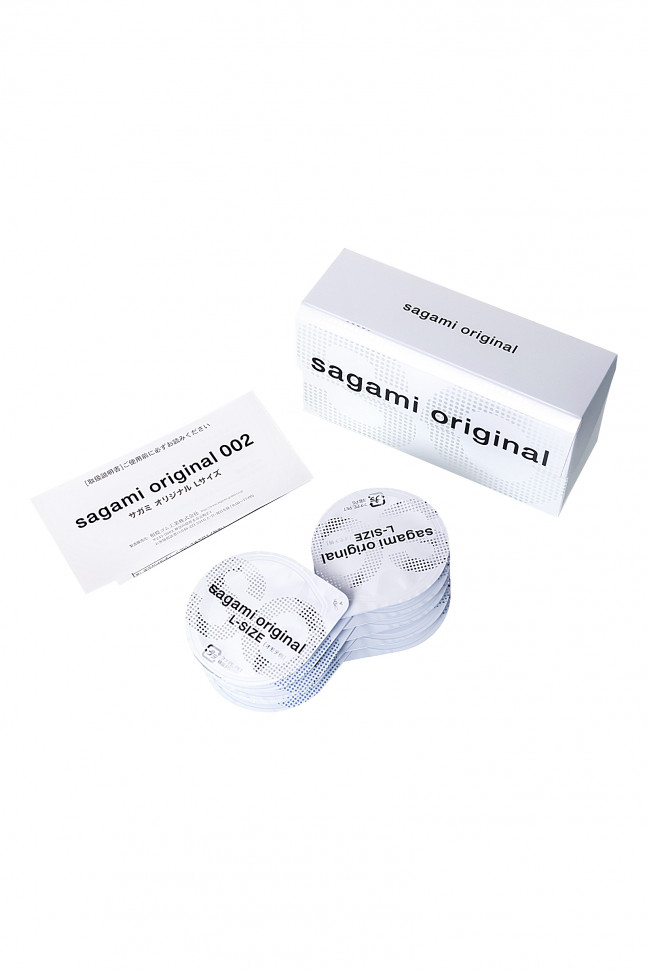 Презервативы Sagami, original 0.02, L-size, гладкие, 19 см, 5,8 см, 10 шт.