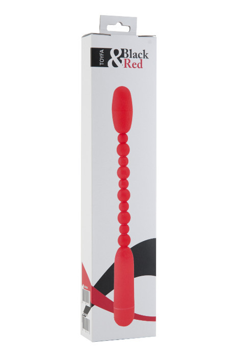 Анальный вибратор Black & Red by TOYFA, водонепроницаемый, ABS пластик, красный, 29 см, Ø 2,7 см