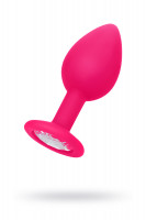 Анальная втулка Штучки-Дрючки, силикон, с прозрачным кристаллом, голубая, 2,7 см