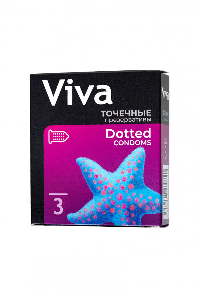 Презервативы VIVA Точечные 3 шт, латекс, 18,5 см