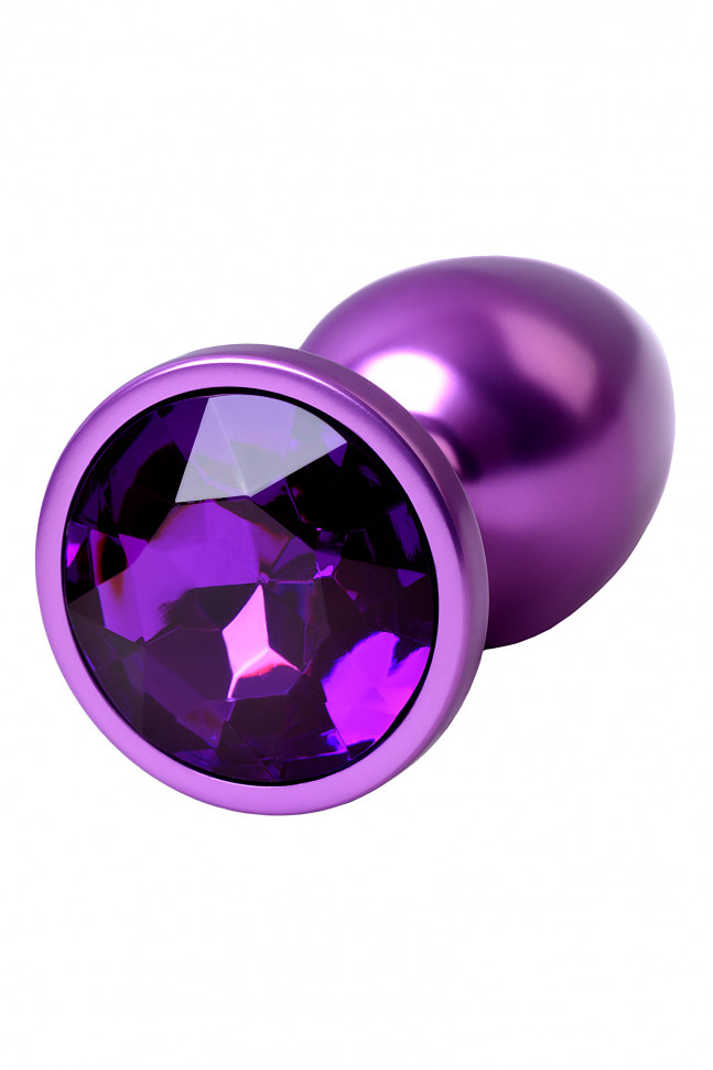 Анальная втулка, Metal by TOYFA, фиолетовая, с фиолетовым кристаллом, 7,2 см, Ø2,8 см, 50 г