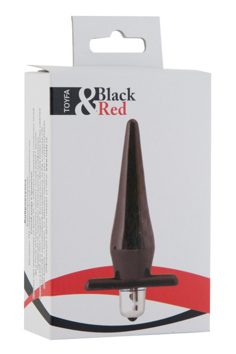 Анальная втулка Black & Red by TOYFA с вибрацией, влагостойкая, TPE, чёрная, 12,7 см, Ø 3 см