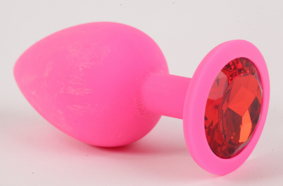 Пробка силиконовая розовая с красным кристаллом 8,2 х 3,5 47103-MM
