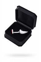 Анальная втулка Eromantica, металл, с рубиновым кристаллом, серебряная, 7,5 см, Ø 3 см, 145 г