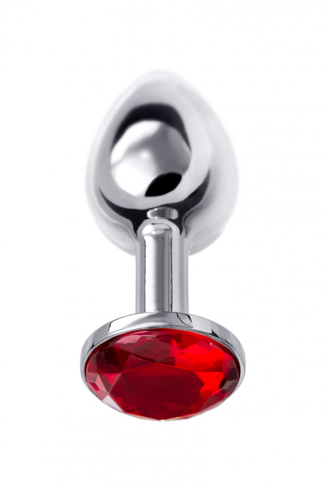 Анальная втулка Eromantica, металл, с рубиновым кристаллом, серебряная, 7,5 см, Ø 3 см, 145 г