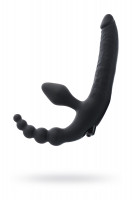 Безремневой страпон Black &amp; Red by TOYFA с вибропулей, влагостойкий, силикон, чёрный, 35 см