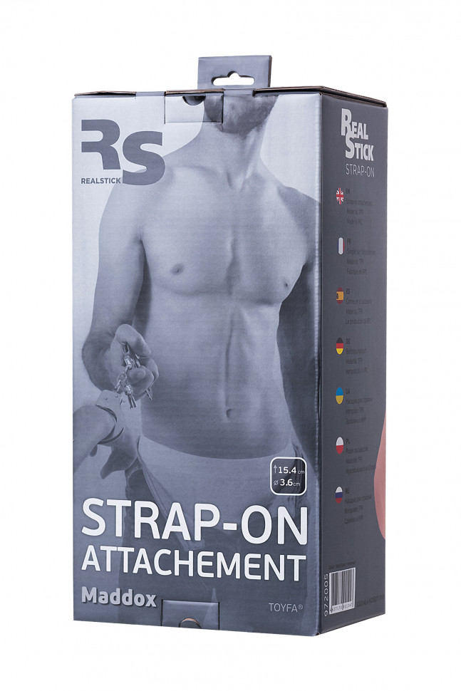 Насадка для страпона RealStick Strap-On by TOYFA Maddox, TPR, телесный, 15,4 см