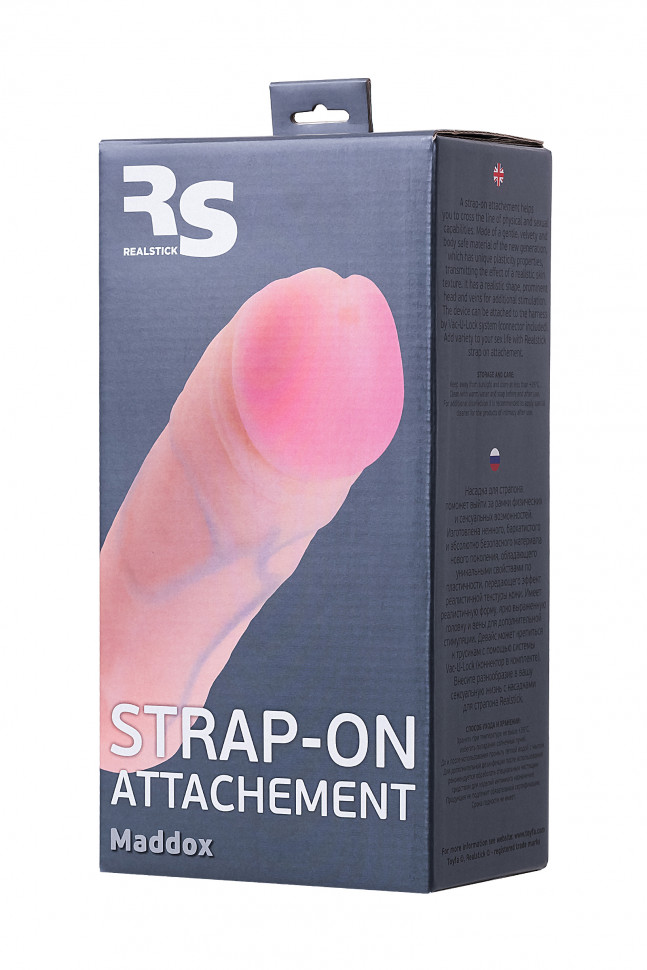 Насадка для страпона RealStick Strap-On by TOYFA Ryder, TPR, телесный, 17,9 см