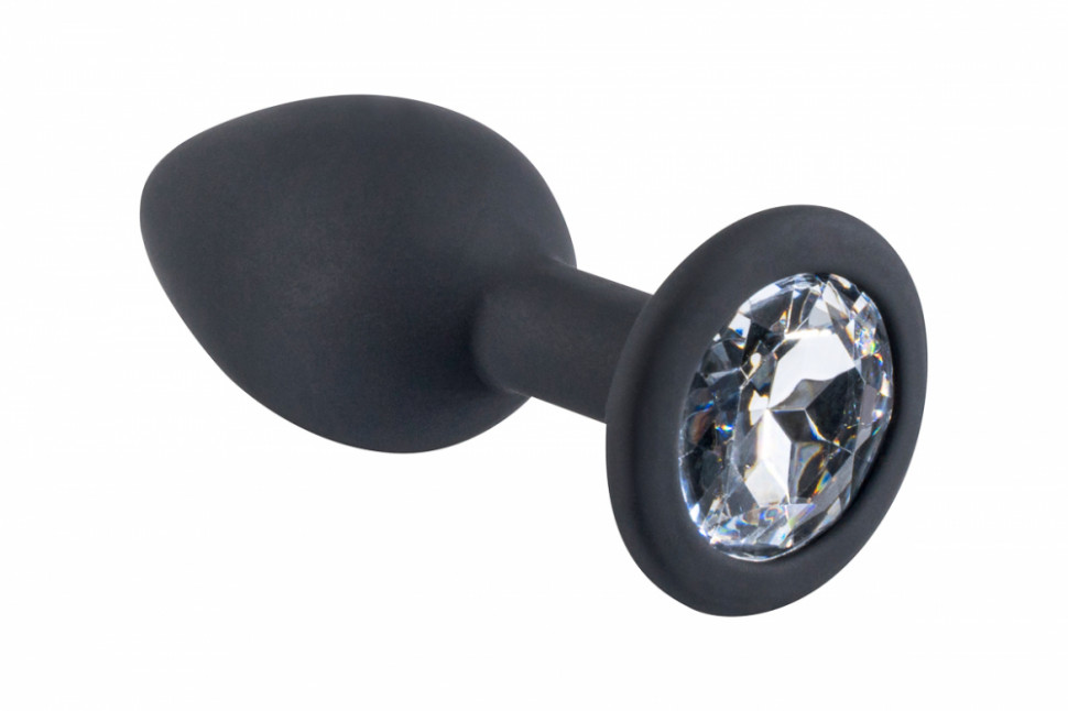 Черная силиконовая пробка с прозрачным кристаллом S 3307-01