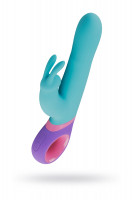 Нереалистичный вибратор PMV, Meta - Rabbit, Силикон, Голубой, 23 см.