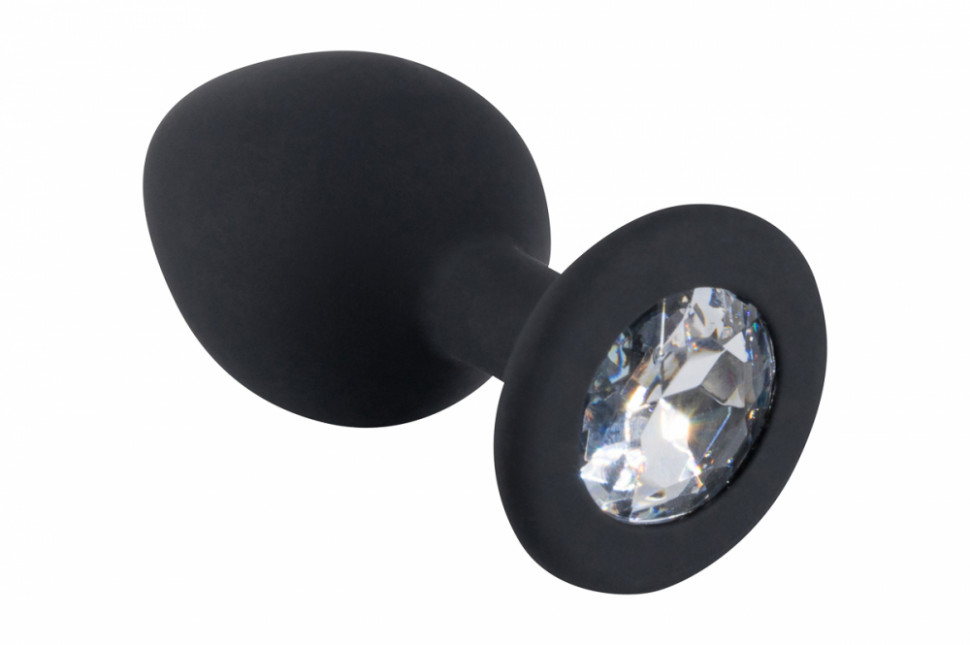 Черная силиконовая пробка с прозрачным кристаллом M 3307-02