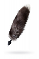 Анальная втулка с хвостом чернобурой лисы POPO Pleasure by TOYFA, M, силикон, черная, 45 см, Ø 3,3 см