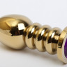 Пробка металл фигурная золото с фиолетовым стразом 10,3х3,8см 47424-5MM