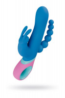 Нереалистичный вибратор PMV, Vice - Double, Силикон, Синий, 23 см.