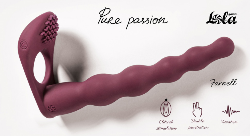 Вибронасадка для Двойного Проникновения Pure Passion Farnell Wine Red 1203-02lola