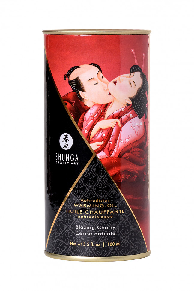 Масло для массажа Shunga Blazing Cherry, разогревающее, вишня, 100 мл