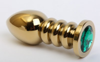 Пробка металл фигурная золото с зеленым стразом 10,3х3,8см 47424-6MM