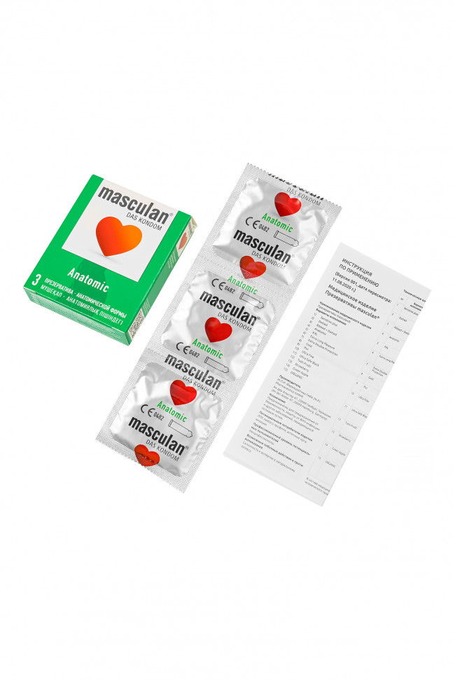 Презервативы masculan Anatomic №3, анатомической формы, 5,3 см, 18,5 см, 3 шт