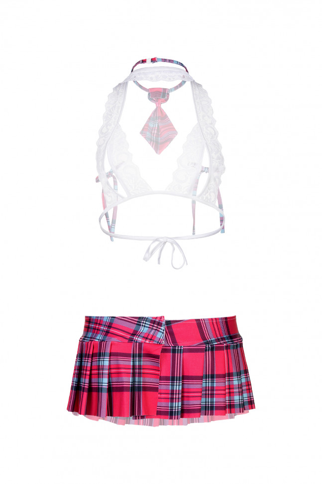 Костюм школьницы Candy Girl Alexis (топ, юбка, галстук), розовый, OS