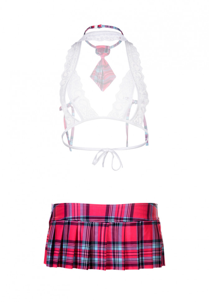 Костюм школьницы Candy Girl Alexis (топ, юбка, галстук), розовый, OS