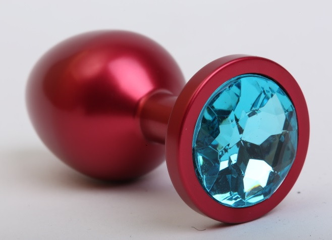 Пробка металл красная с голубым стразом 8,2х3,4см 47108-4MM