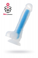 Фаллоимитатор светящийся в темноте, силикон, синий, 18 см
