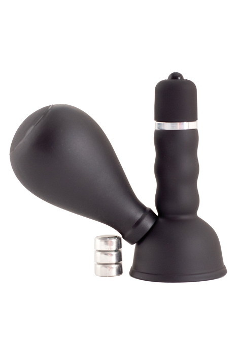 Вибромассажер для сосков Black & Red by TOYFA с грушей, ABS пластик, чёрный, 8,2 см