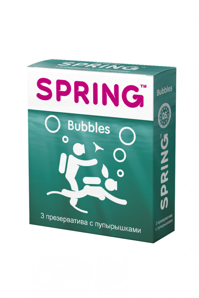 Презервативы Spring Bubbles, с точечной поверхностью, латекс, 17,5 см, 3 шт