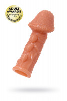 Насадка KOKOS  с дополнительной стимуляцией, реалистичная,TPE, телесный, 12.7 см