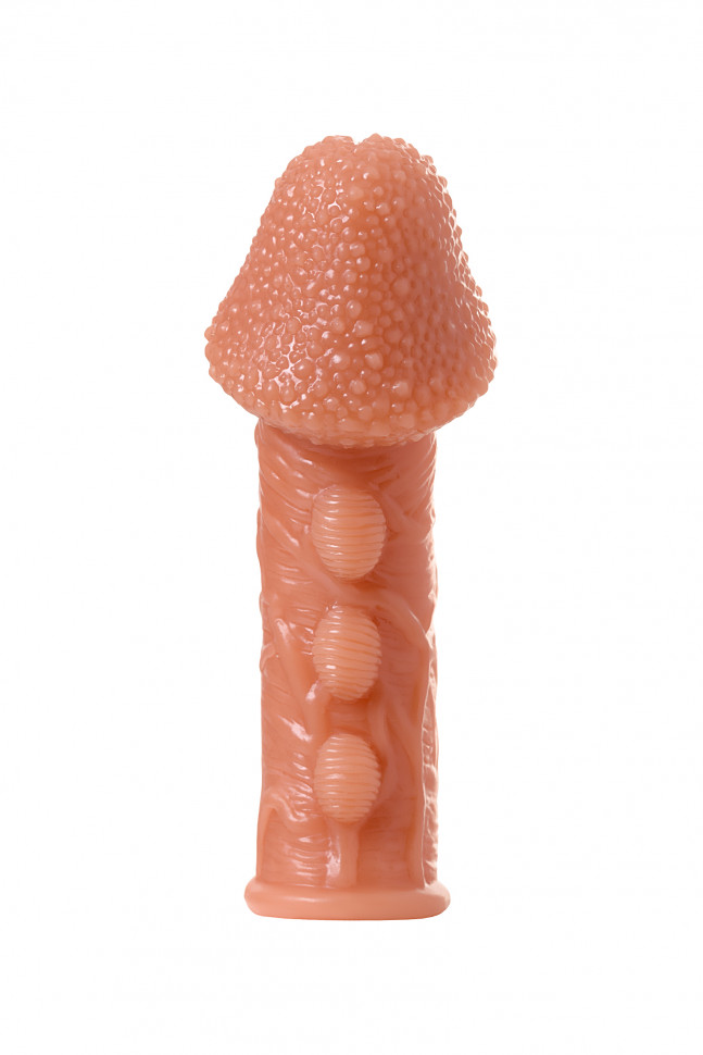 Насадка KOKOS  с дополнительной стимуляцией, реалистичная,TPE, телесный, 12.7 см
