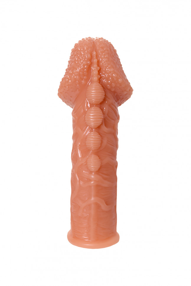 Насадка KOKOS  с дополнительной стимуляцией, реалистичная,TPE, телесный, 12.7 см