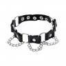 Ошейник Штучки-Дрючки с кольцами и цепочкой, кожа, черный