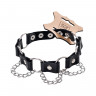 Ошейник Штучки-Дрючки с кольцами и цепочкой, кожа, черный
