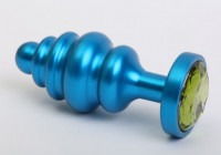 Пробка фигурная металл 7,3х2,9см синяя с зеленым стразом 47428-6MM