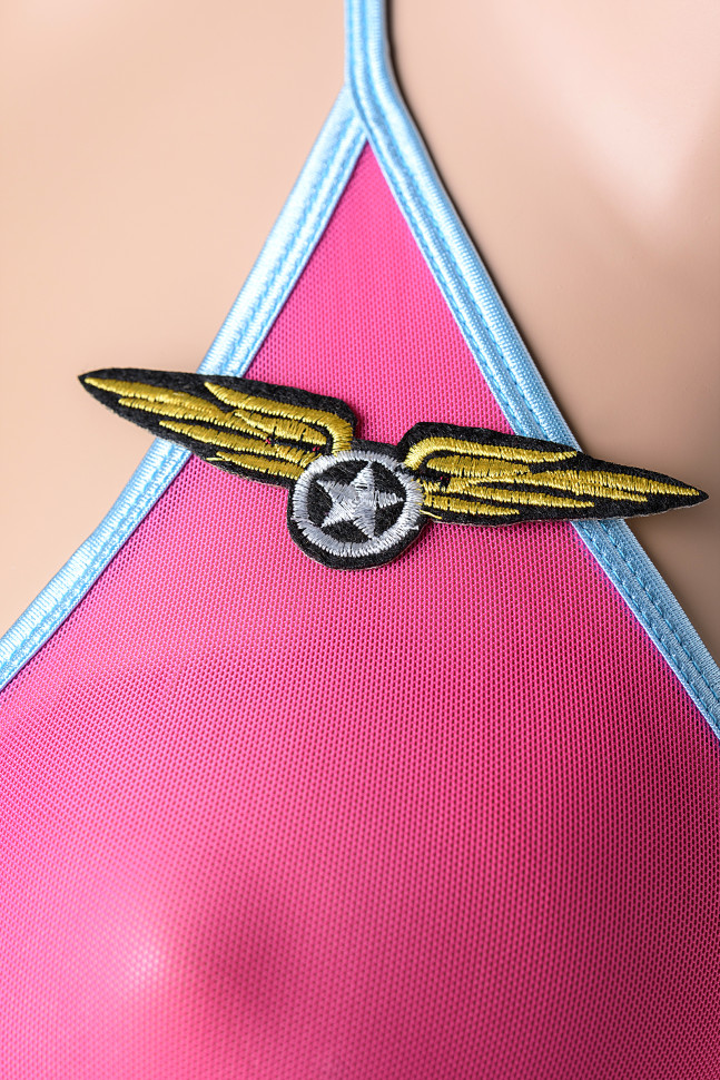 Костюм стюардессы Candy Girl (комбинация, стринги, головной убор), розовый, OS