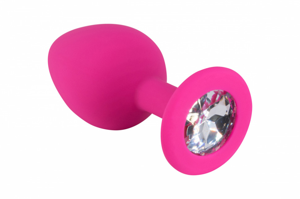 Розовая силиконовая пробка с прозрачным кристаллом M 3310-02