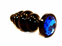Пробка металл 7,3х2,9см фигурная черная синий страз 47427-3MM
