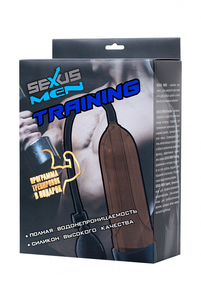 Помпа для пениса Sexus Men Training, вакуумная, механическая, ABS пластик, чёрный, 25 см