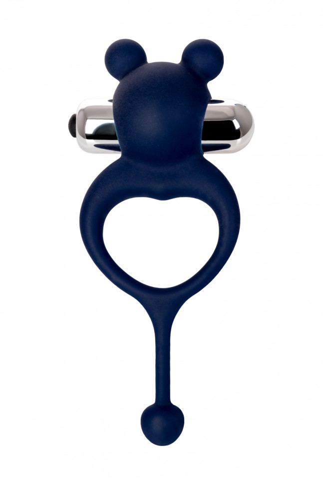 Виброкольцо с хвостиком JOS MICKEY, силикон, синий, 12,5 см